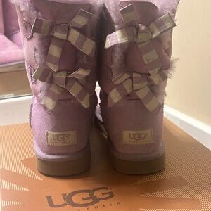 UGG Lavender Bailey Bow Stripe Boots